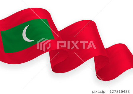 Maldives national flag waving on white background Maldives national flag waving on white background 127816488