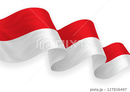 Monaco national flag waving on white background 127816497