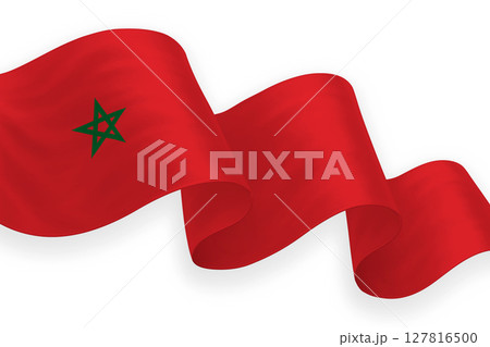 Morocco national flag waving on white background 127816500