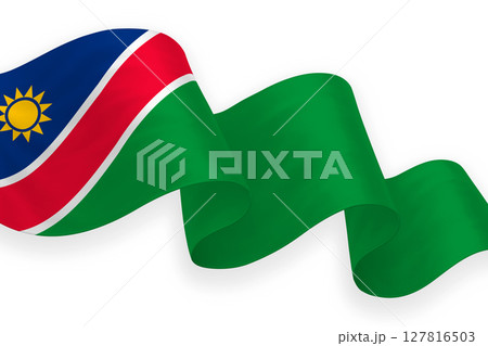 Namibia national flag waving on white background 127816503