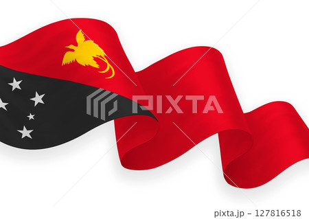 Papua New Guinea national flag waving on white background Papua New Guinea national flag waving on white background 127816518