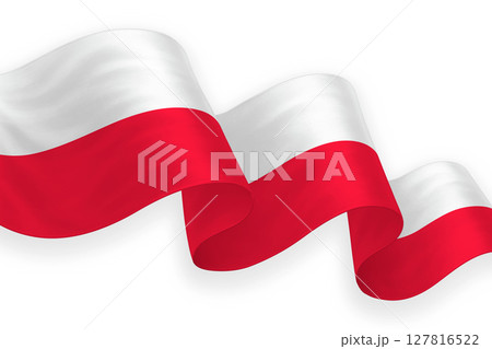 Poland national flag waving on white background Poland national flag waving on white background 127816522