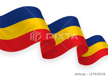 Romania national flag waving on white background 127816526