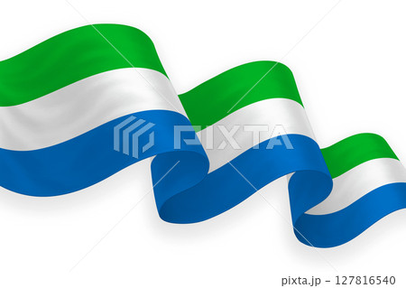 Sierra Leone national flag waving on white background Sierra Leone national flag waving on white background 127816540