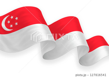 Singapore national flag waving on white background Singapore national flag waving on white background 127816541
