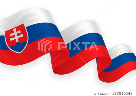 Slovakia national flag waving on white background 127816542