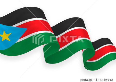 South Sudan national flag waving on white background South Sudan national flag waving on white background 127816548