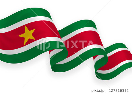 Suriname national flag waving on white background 127816552