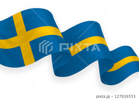 Sweden national flag waving on white background 127816553