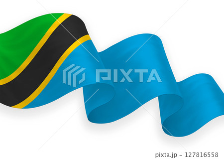 Tanzania national flag waving on white background 127816558