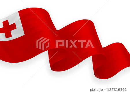 Tonga national flag waving on white background Tonga national flag waving on white background 127816561