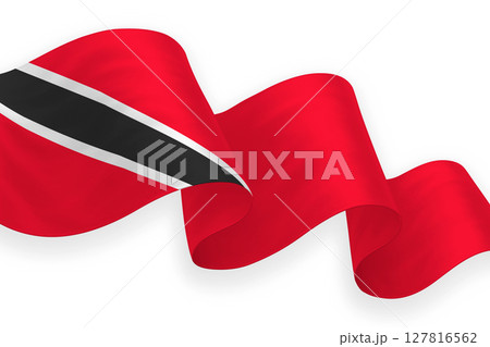 Trinidad and Tobago national flag waving on white background Trinidad and Tobago national flag waving on white background 127816562