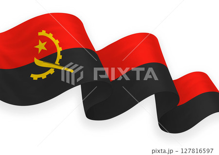 Angola national flag waving on white background Angola national flag waving on white background 127816597