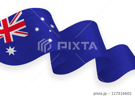 Australia national flag waving on white background 127816602