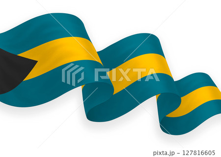 Bahamas national flag waving on white background Bahamas national flag waving on white background 127816605