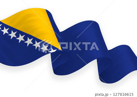 Bosnia national flag waving on white background Bosnia national flag waving on white background 127816615