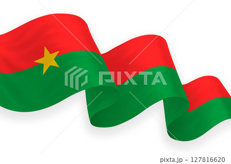Burkina Faso national flag waving on white background Burkina Faso national flag waving on white background 127816620