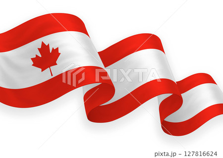 Canada national flag waving on white background 127816624