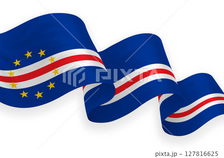 Cape Verde national flag waving on white background Cape Verde national flag waving on white background 127816625