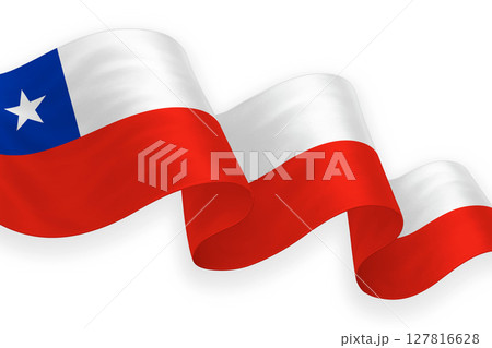 Chile national flag waving on white background 127816628