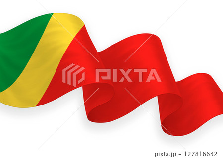 Congo national flag waving on white background Congo national flag waving on white background 127816632