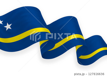 Curacao national flag waving on white background Curacao national flag waving on white background 127816636