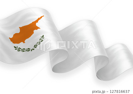 Cyprus national flag waving on white background 127816637