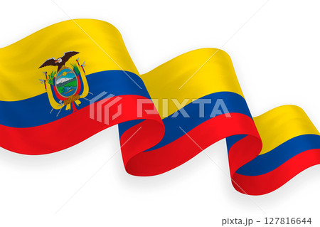 Ecuador national flag waving on white background 127816644