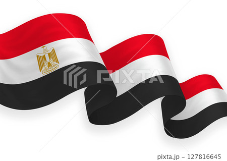 Egypt national flag waving on white background 127816645