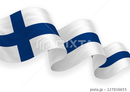 Finland national flag waving on white background Finland national flag waving on white background 127816655