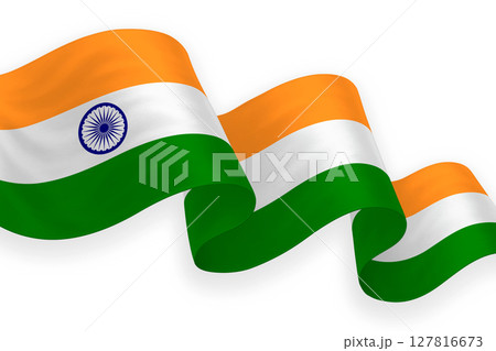 India national flag waving on white background 127816673