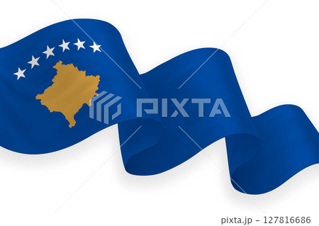 Kosovo national flag waving on white background Kosovo national flag waving on white background 127816686