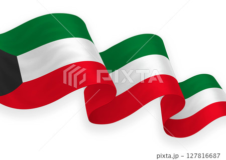 Kuwait national flag waving on white background Kuwait national flag waving on white background 127816687