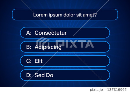 Quiz Game Show Question Screen with Four Answer Choices Quiz Game Show Question Screen with Four Answer Choices 127816965