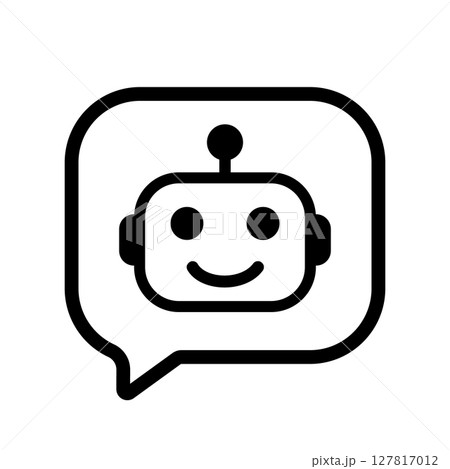 Chatbot icon with speech bubble and smiling robot face Chatbot icon with speech bubble and smiling robot face 127817012