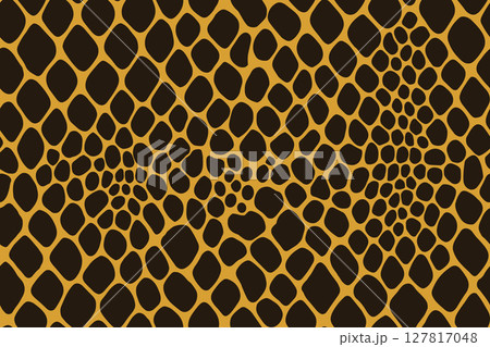 Seamless python skin pattern with large black scales on orange background Seamless python skin pattern with large black scales on orange background 127817048