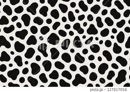 Seamless Dalmatian fur pattern with dense black spots on white background Seamless Dalmatian fur pattern with dense black spots on white background 127817058