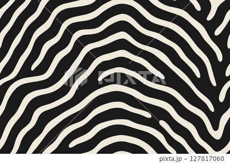 Seamless okapi stripe pattern with wavy beige lines on black background 127817060