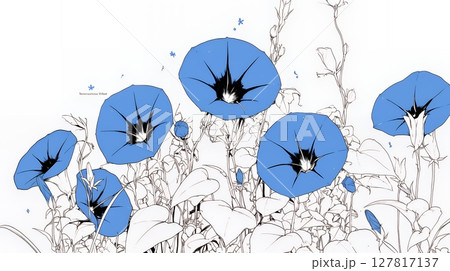 アサガオの花（シンプルな色使い）
