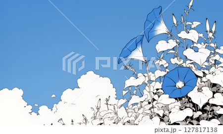 アサガオの花（シンプルな色使い）