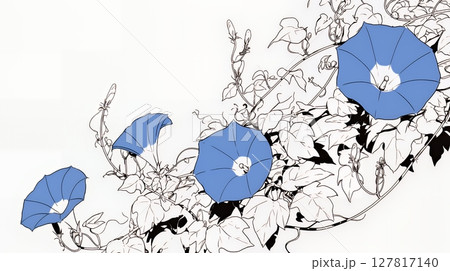 アサガオの花（シンプルな色使い）