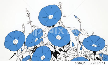 アサガオの花（シンプルな色使い）