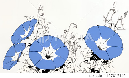 アサガオの花（シンプルな色使い）