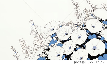 アサガオの花（シンプルな色使い）