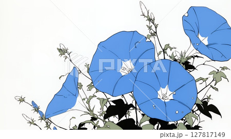 アサガオの花（シンプルな色使い）