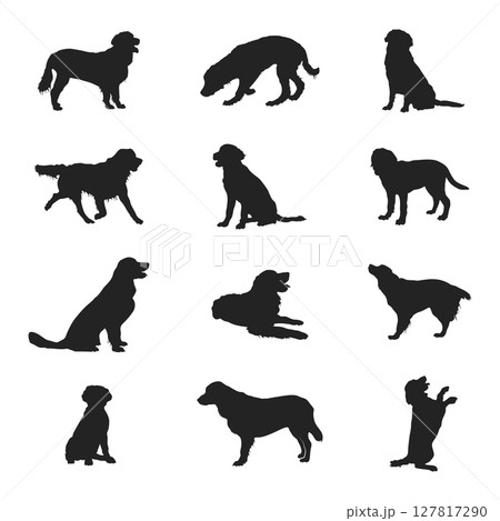 Golden retriever dog silhouettes 127817290