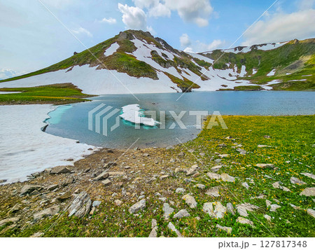 Snowy range mountains and lake Snowy range mountains and lake 127817348