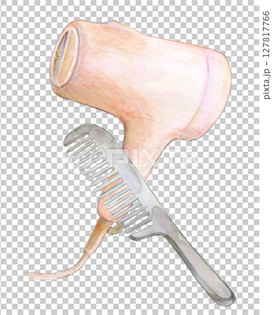 水彩插圖 手繪插圖 吹風機 127817766