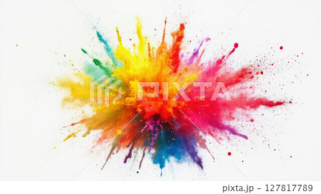 A burst of colorful paint splatters fills the air, showcasing a blend of vibrant hues. A burst of colorful paint splatters fills the air, showcasing a blend of vibrant hues. 127817789