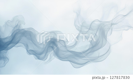 Wispy tendrils of smoke drift and intertwine in delicate shapes, creating a mesmerizing pattern. The scene evokes a sense of calmness and fluid movement in serene colors. 127817830